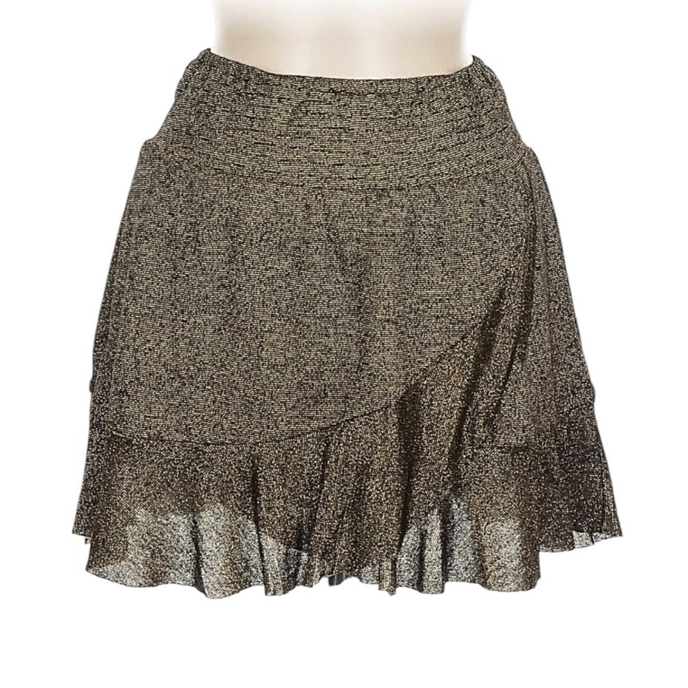 Muche et Muchette Marquise Ruffle Hem Mini Skirt Black & Gold Party One Size